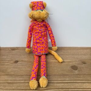 Manhattan Toy Wamajamas Cat 2002 Plush Orange Cat In Fish Pattern Pajamas